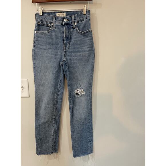 Madewell "The Perfect Vintage Crop Jean" Blue Jeans Size 24 Denim Distressed - Picture 4 of 8